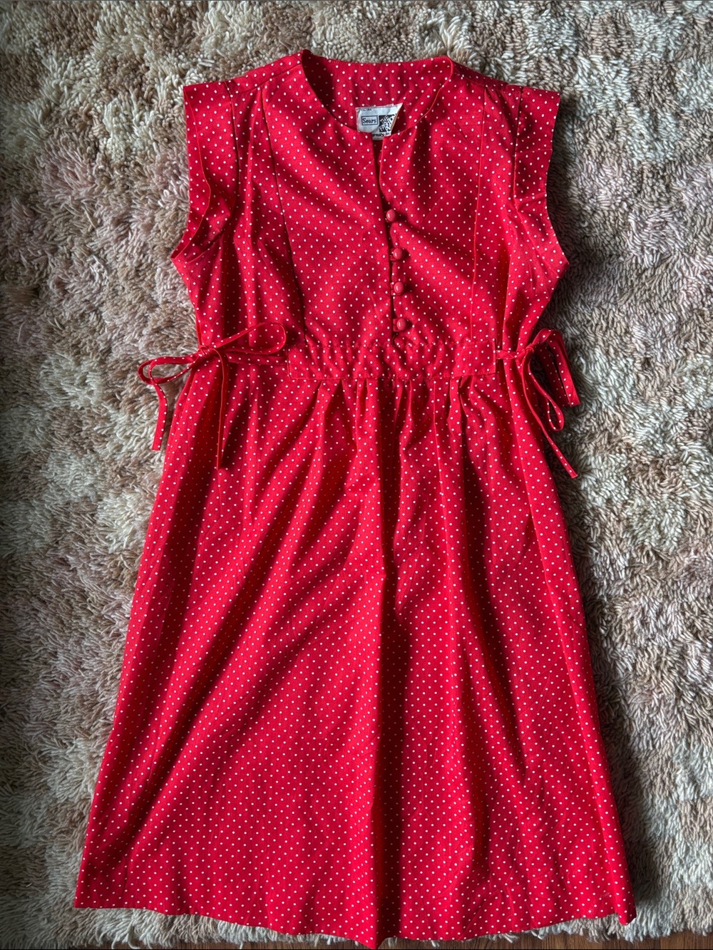 Vintage Sears red polka dot dress - small